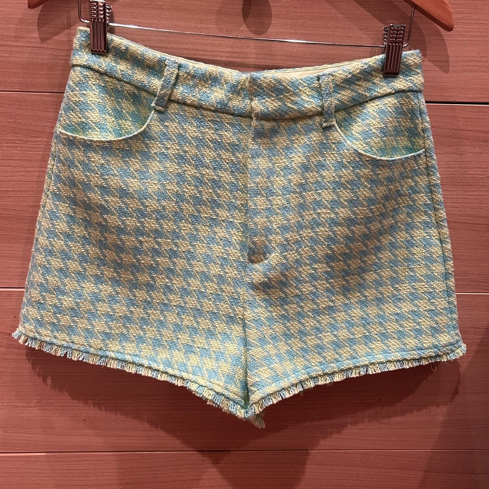 Zara Blue and Green High Waist Shorts